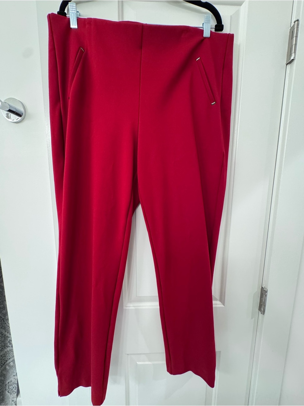 Women's Bright Red cropStraight-Leg Pants